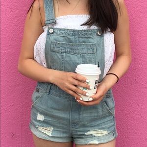 H&M Coachella Collection Jean Suspender Shorts
